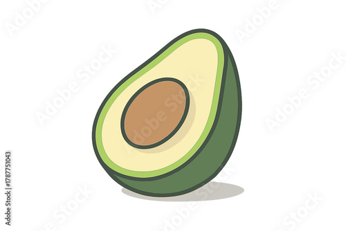 Simple graphic of avocado half with large central seed