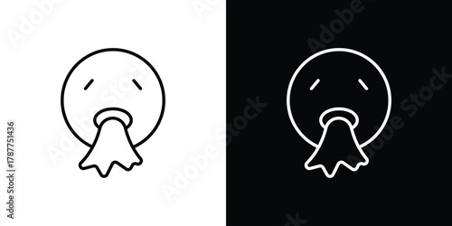 Puking emoji icon - stroke design. pixel perfect editable line icons