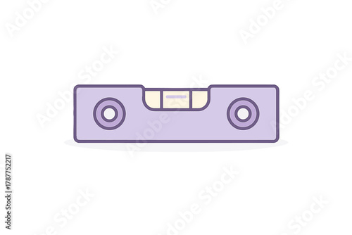 Simple purple spirit level tool icon for construction and measurement