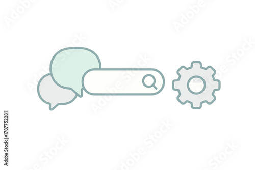 Customer service chat support search and configuration interface icons