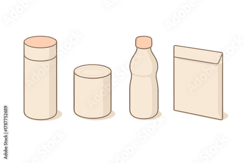 Generic food storage containers and various packaging items assortment