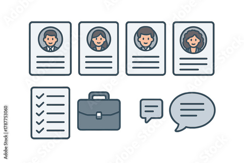 Professional profile and business icons for human resources management