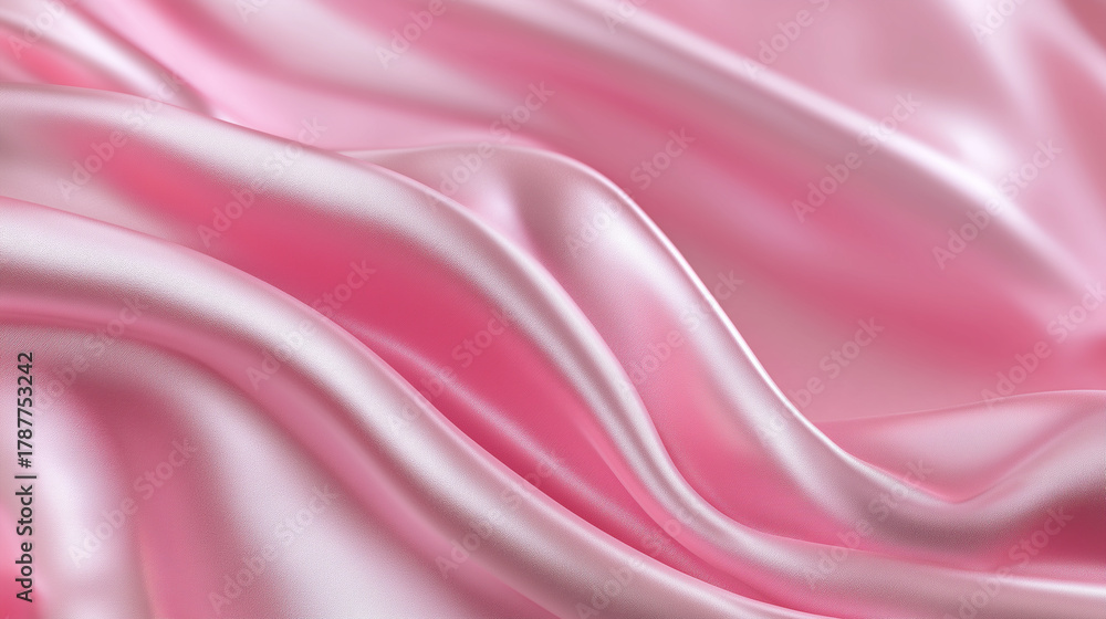 Obraz premium Soft pink silk fabric with smooth folds and glossy texture. 