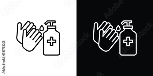 Sanitize hands icon - stroke design. pixel perfect editable line icons