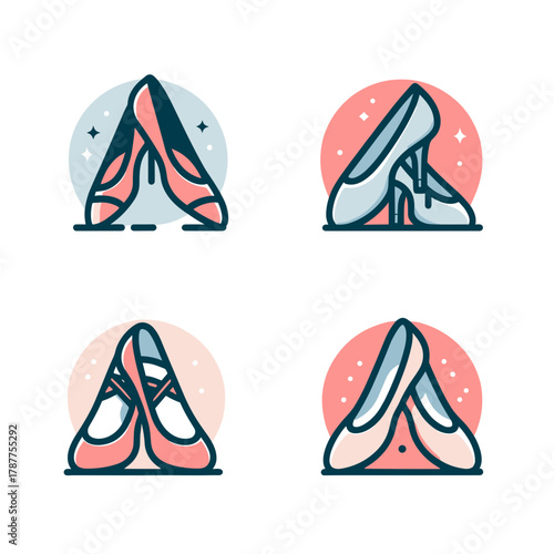 Ballet flats paired in colorful styles on round backgrounds  