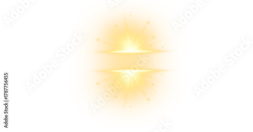 Yellow sunlight PNG with glowing streaks and radiant halo. Luminous rays enhance brightness and elegance for abstract and digital designs. Ideal for festive, modern, or creative compositions.