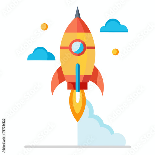 space rocket vector illustration yellow 