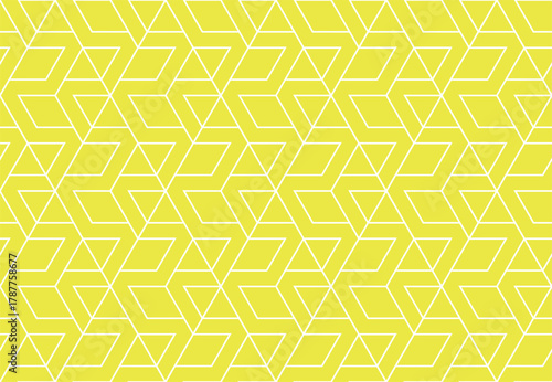The geometric pattern with lines. Seamless vector background. White and yellow texture. Graphic modern pattern. Simple lattice graphic design