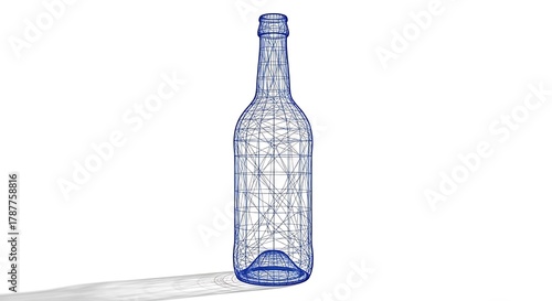 Wireframe Wine Bottle - A Modern Artistic Rendering.