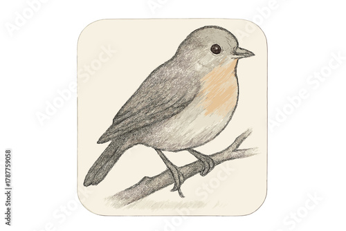 Small songbird with gray plumage and pale orange breast perched on a branch