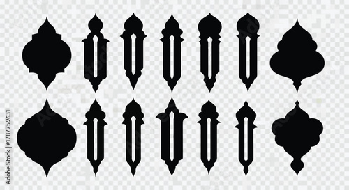 Vector art of set of islamic lanterns, perfect for ramadan kareem and eid mubarak celebrations, featuring traditional arabic designs