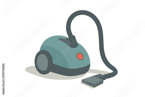 Modern canister vacuum cleaner appliance with flexible hose and power cord
