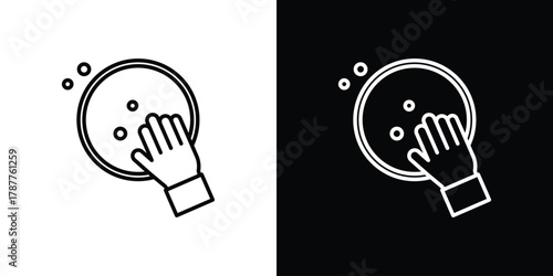 Washing dishes icon - stroke design. pixel perfect editable line icons