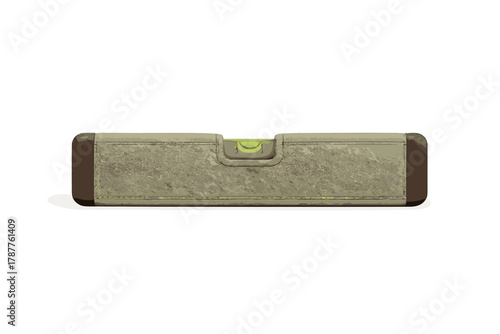 Spirit level tool with leather texture and bubble indicator