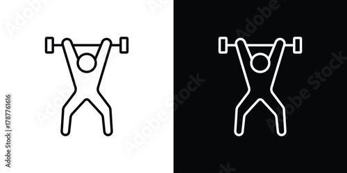 Weightlifter icon - stroke design. pixel perfect editable line icons