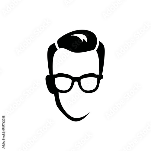 Stylish black and white vector illustration of a faceless man with classic glasses and combed hair. Ideal for avatar or icon.