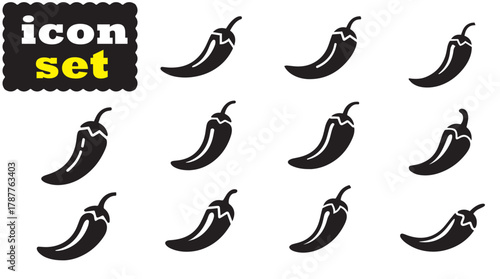 Chili pepper icon Set,Chili pepper solid vector