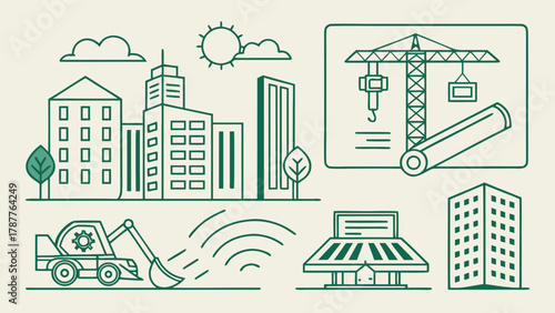 Urban City Construction, Development, and Modern Architecture with vector illustration