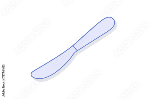 Stylized butter spreader knife icon with soft shadow effect