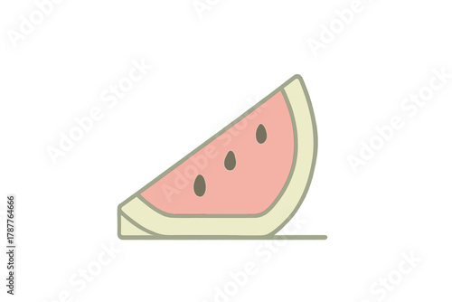 Stylized slice of watermelon with seeds and rind