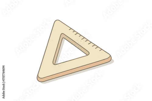 Isometric wooden drafting triangle ruler with measurement markings