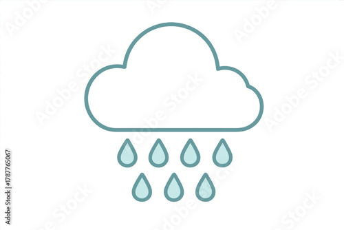 Outline icon depicting rain falling from a simple cloud shape