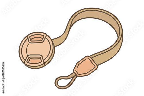 Camera lens cap holder strap accessory isolated on white background