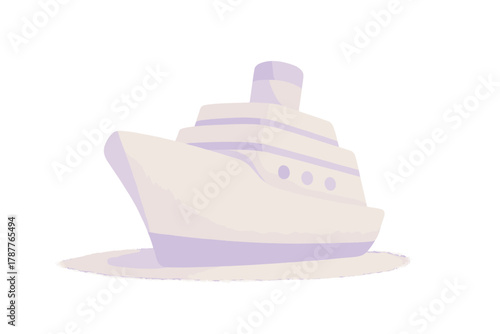 Stylized cruise ship icon in soft pastel colors with subtle texture