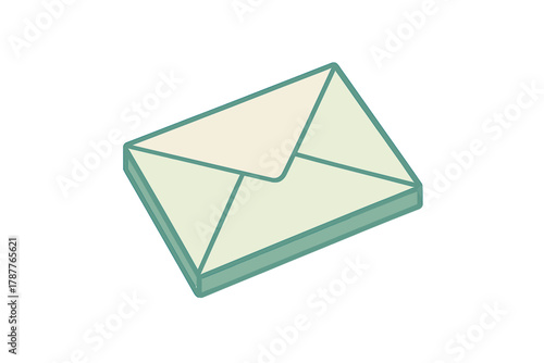 Isometric sealed paper envelope icon with soft pastel colors