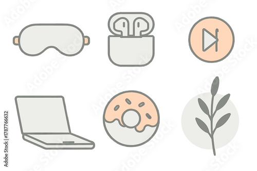 Modern icons for digital lifestyle and relaxation elements