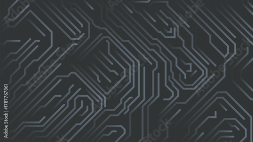 Circuit board, technical background, chip pattern, motherboard, Artificial Intelligence concept. Light and dark grey colors. Computer electronic horizontal backdrop. Flat vector illustration eps 10