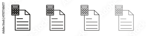 Accounting icon outline symbol. Editable Stroke collection.