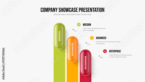 Service Insight Frame Template Vector Illustration. Project Portfolio 3 Option Infographic Slideshow Layout. Digital Innovation Three Element Diagram Presentation Design.