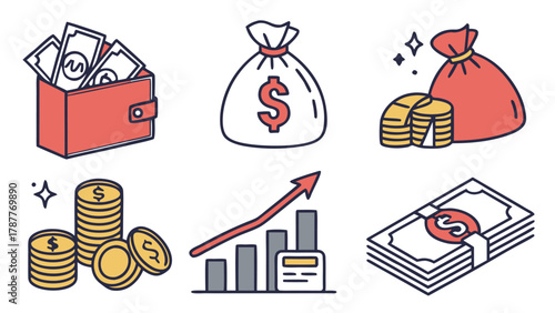 Financial Growth Investment Money Business Concepts Icons with vector illustration