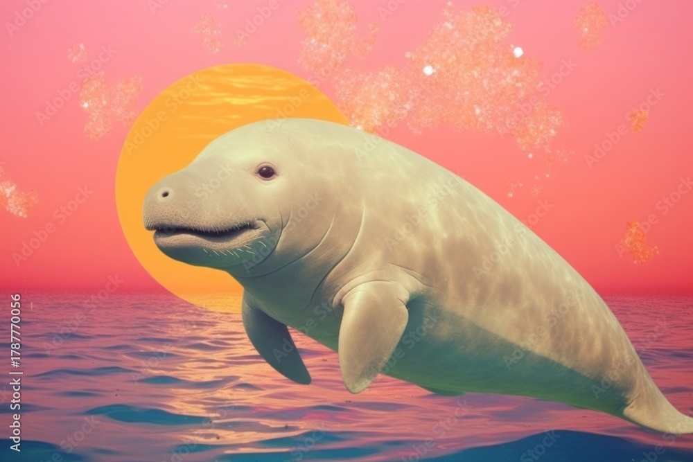 Fototapeta premium Dugong animal mammal fish.
