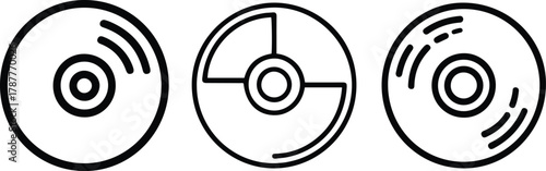 CD and Vinyl Record Icon Set. Digital Media Storage