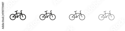 Bicycle icon outline symbol. Editable Stroke collection.
