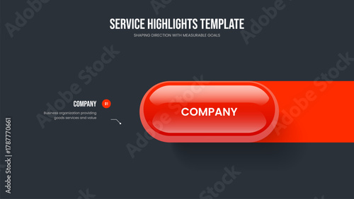 Service Launch 1 Step Diagram Frame Design. Company Introduction One Element Infographic Presentation Layout. Enterprise Strategy Slideshow Template Vector Illustration.