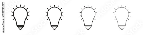 Bulb icon outline symbol. Editable Stroke collection.