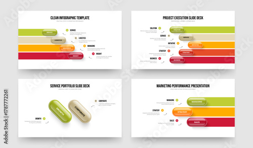 Creative Strategy 4 5 2 3 Option Diagram Presentation Design Bundle. Investor Profile Four Five Two Three Element Infographic Slide Template Vector Illustration Set.