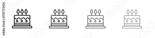 Cake icon outline symbol. Editable Stroke collection.