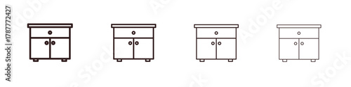 Cabinet icon outline symbol. Editable Stroke collection.