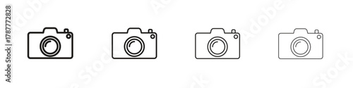 Camera icon outline symbol. Editable Stroke collection.