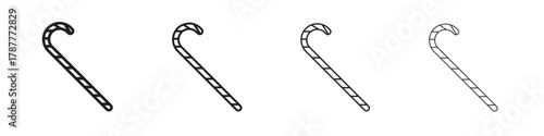 Candy Cane icon outline symbol. Editable Stroke collection.