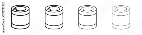 Canned food icon outline symbol. Editable Stroke collection.