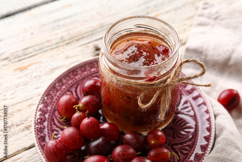Homemade gooseberry jam in ...