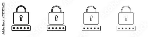 Code lock icon outline symbol. Editable Stroke collection.