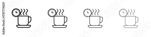 Coffee time icon outline symbol. Editable Stroke collection.