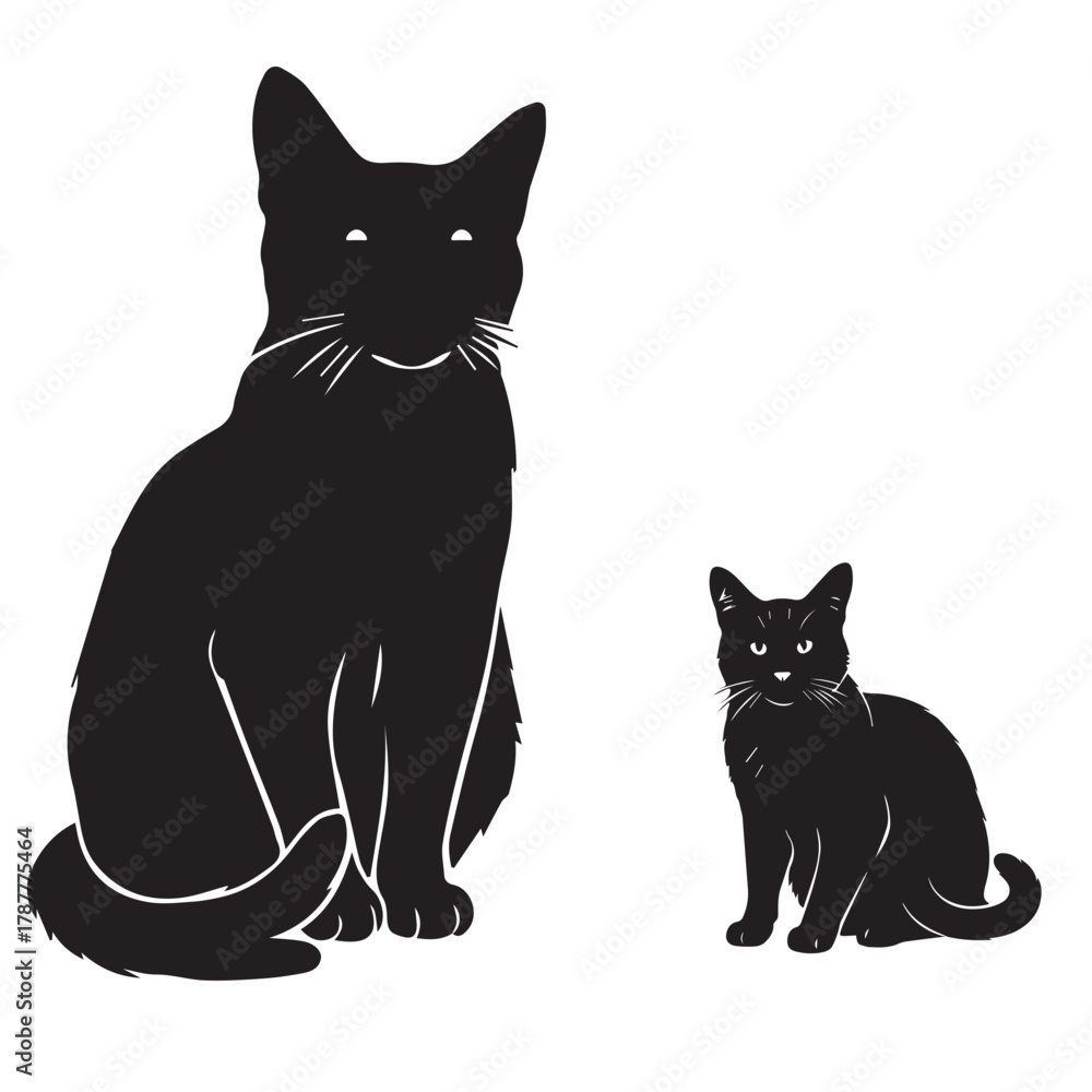 Fototapeta premium Adorable Domestic Cat Sitting and Looking Curiously at Camera