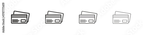 Credit card icon outline symbol. Editable Stroke collection.